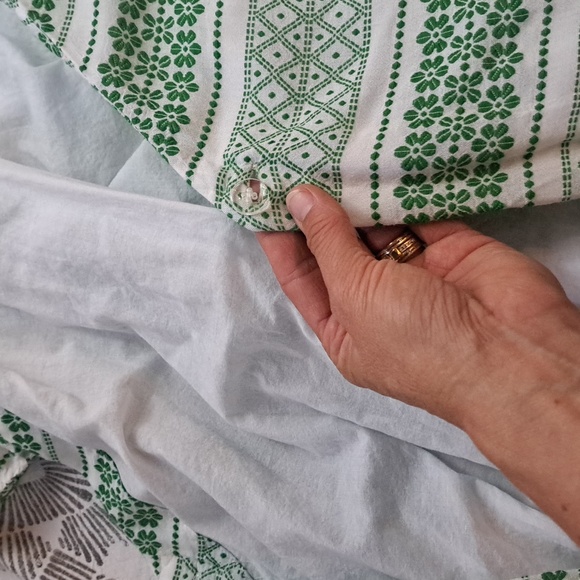 Ann Taylor midi wrap puff sleeve peasant dress green floral stripe embroidery 4P - Picture 11 of 17